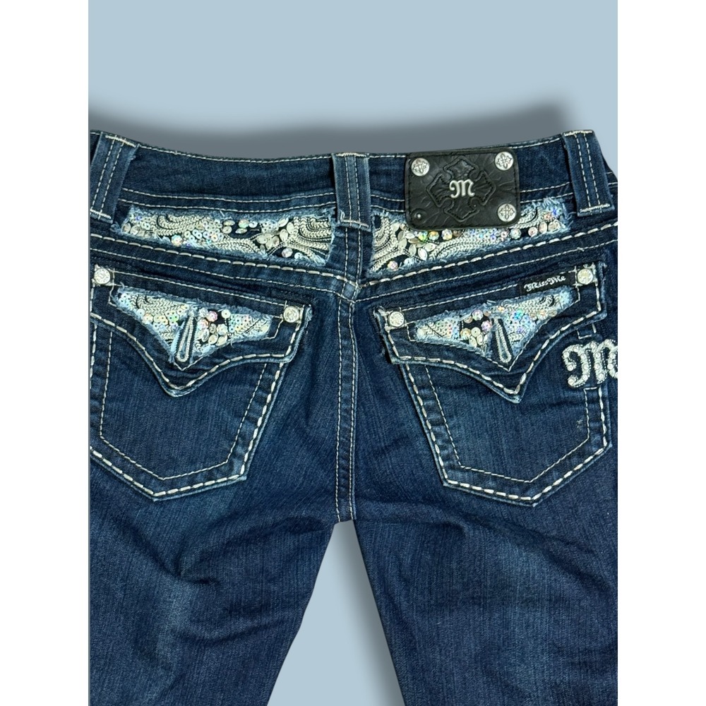 Miss Me Dark Wash Embellished Low rise Cropped Skinny Jeans - JES758Y3 - Size 29 - Picture 10 of 14